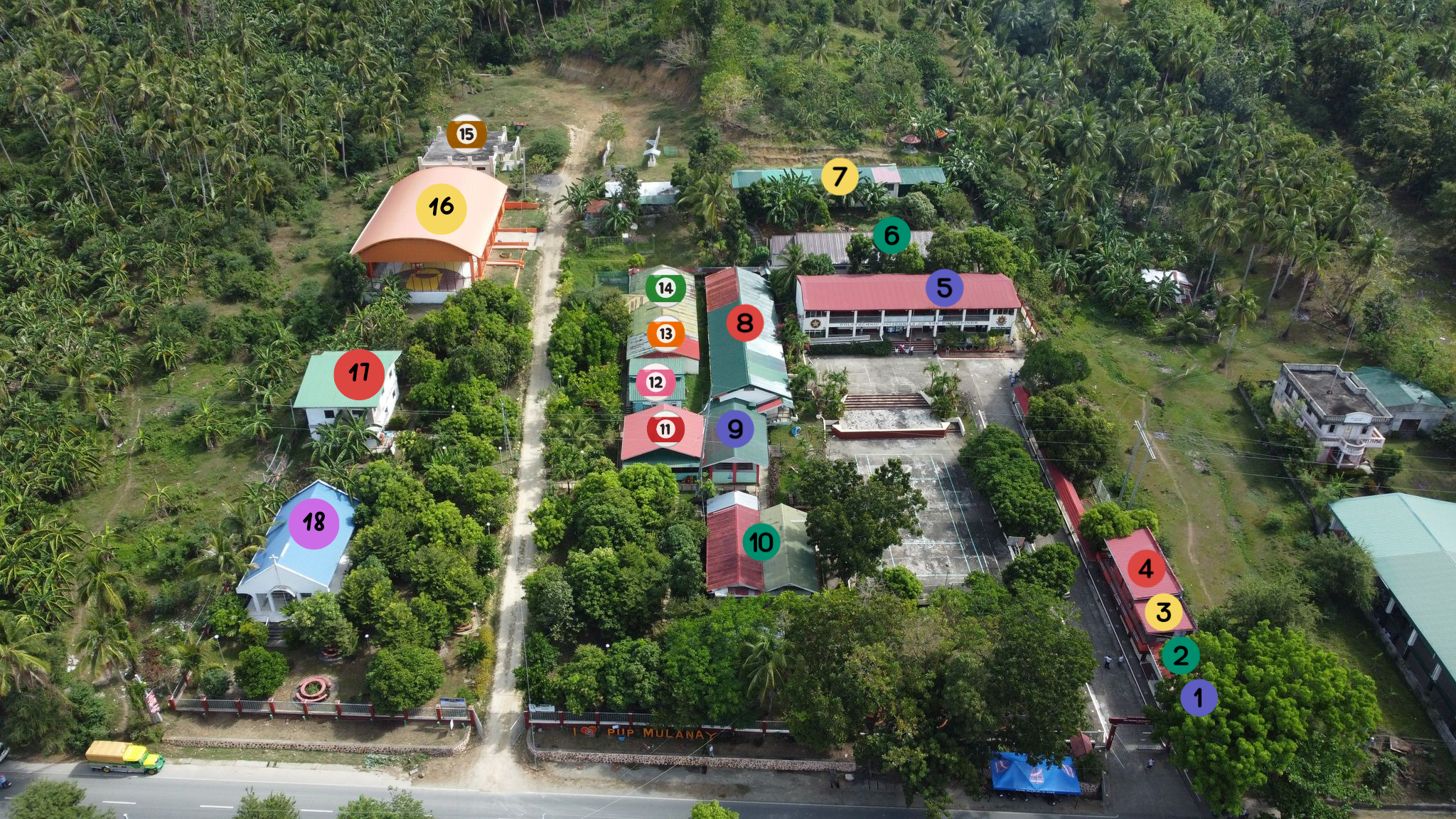 Aerial view of PUP school buildings